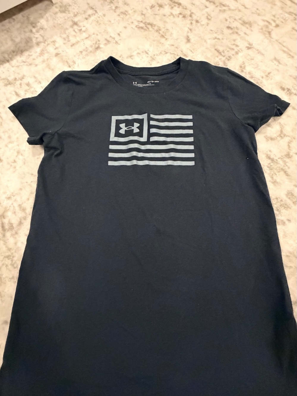 Under Armour Black Short Sleeve Tee with Gray Flag Graphic